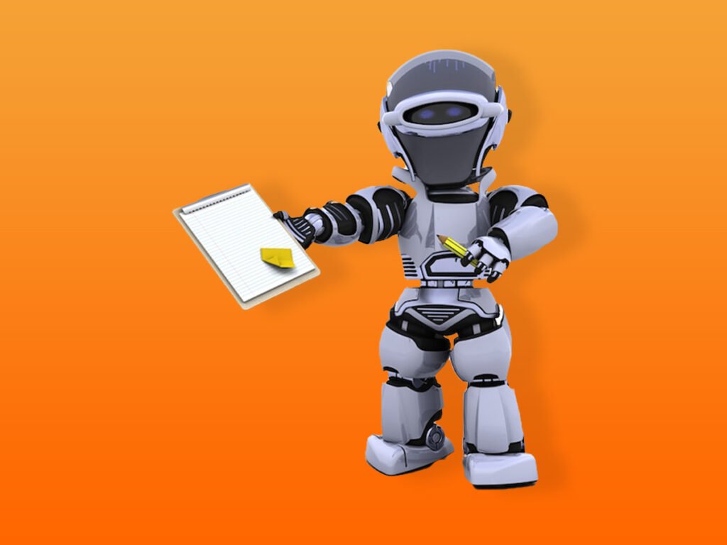 Ai Robot holding up a report, Ai Detector Tool Article, TechATZ